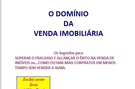 O Domínio da Venda Imobiliária aborda estratégias e segredos para superar o fracasso e alcançar o sucesso na venda de imóveis, fornecendo dicas de Feng Shui para a venda de imóveis, harmonia na decoração da agência imobiliária e orientações para consultores imobiliários.